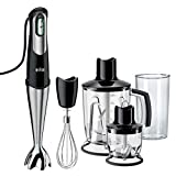 Braun Multiquick MQ 745 Aperitive Stabmixer – mit SmartSpeed-Technologie, Pürierstab, Zerkleinerer & Standmixer, 750 W, inkl. 4-teiligem Zubehör-Set, schwarz/Edelstahl