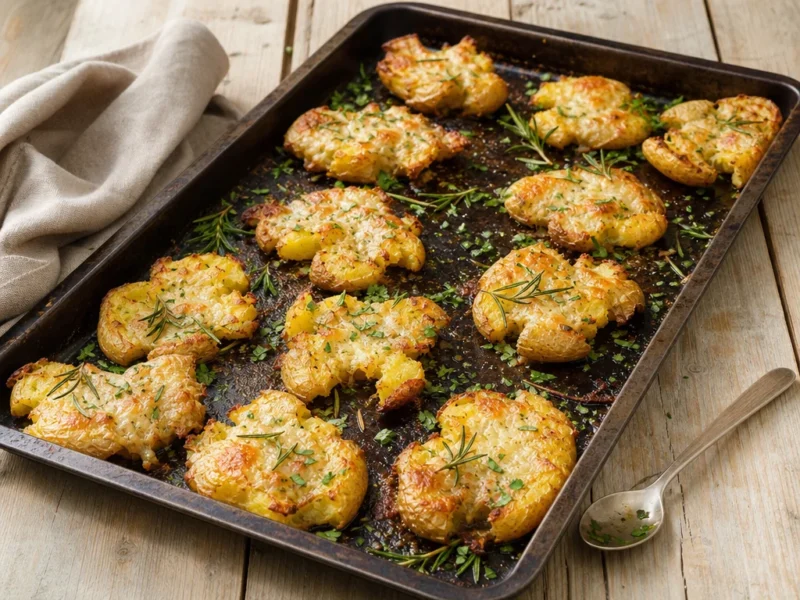 Bild zu: Knusprige Quetschkartoffeln mit Parmesan aus dem Ofen