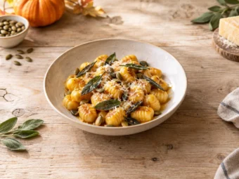 Bild zu: Kürbis-Gnocchi mit Salbeibutter: zartes Rezept mit Hokkaido