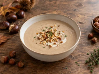 Bild zu: Maronensuppe mit gerösteten Haselnüssen: cremig und fein würzig