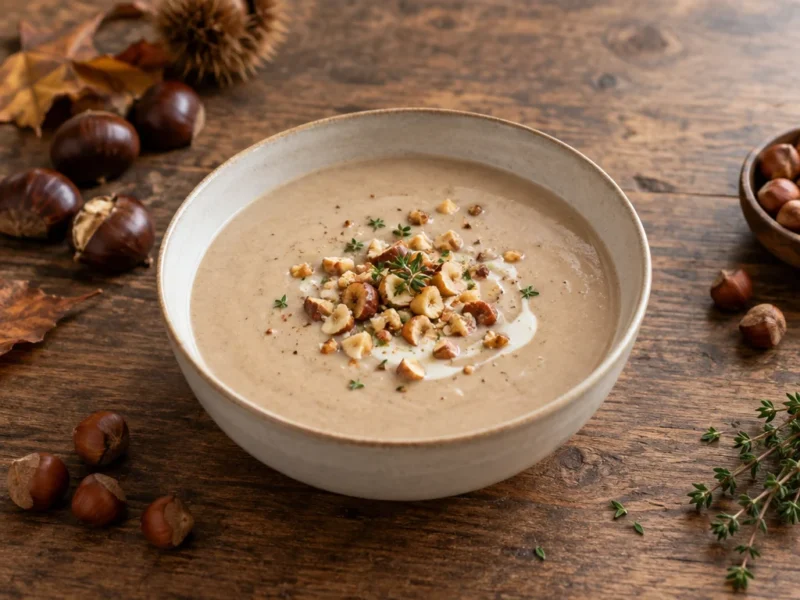 Bild zu: Maronensuppe mit gerösteten Haselnüssen: cremig und fein würzig