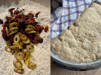 Mediterranes Brot mit Oliven und getrockneten Tomaten