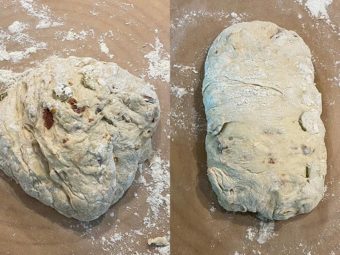 Mediterranes Brot mit Oliven und getrockneten Tomaten