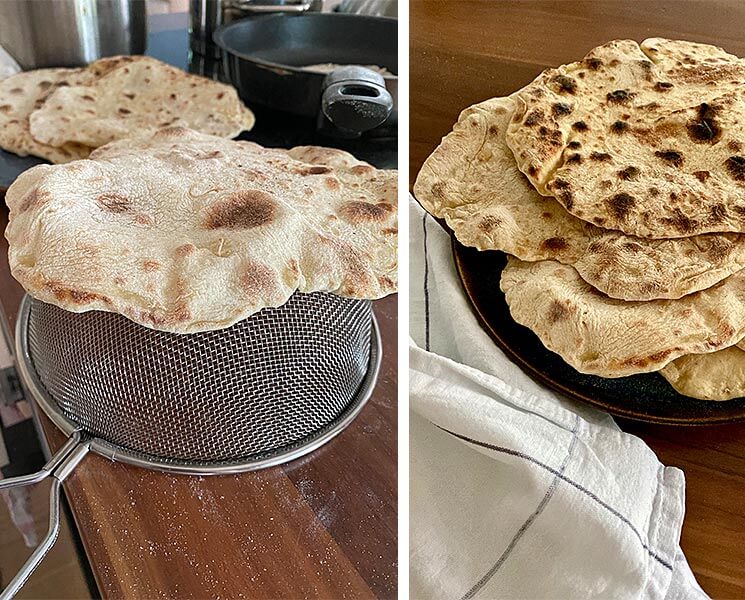 Naan-Brot ohne Hefe backen - Grundrezept für das indische Fladenbrot in der Pfanne